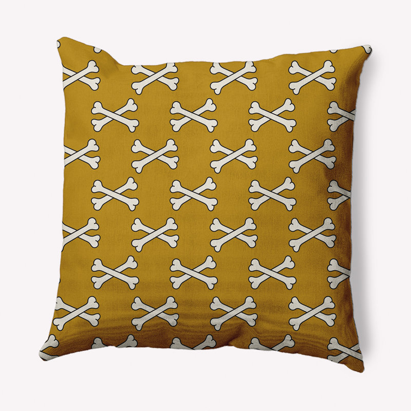 Coussin intérieur / extérieur Cross Bones, 20 po x 20 po, Or automne
