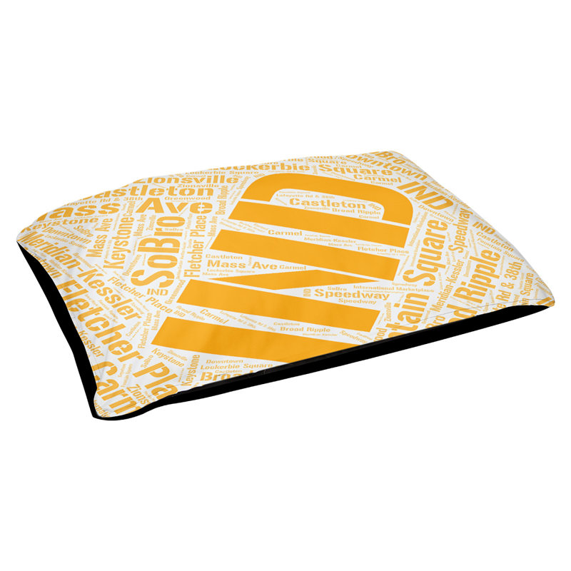 Coussin de chien « districts », Orange, Indianapolis, Grand (l 40 po x P 30 po x H 14 po)