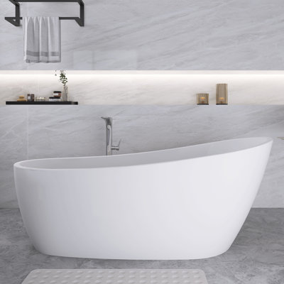 59" x 31" Freestanding Soaking Acrylic Bathtub