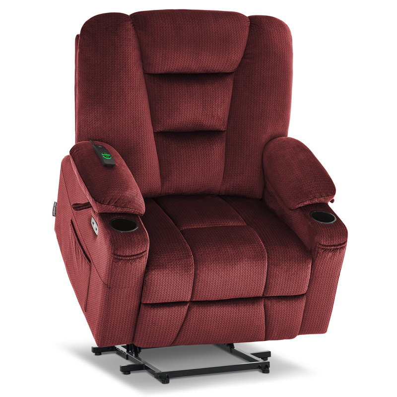 Analie Small-Wide Power Recliner Lift Chair with Massage and Heat, Beige 100% Polyester
