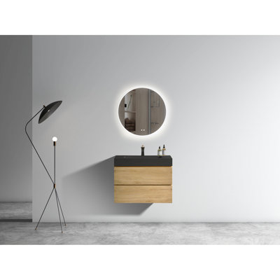 Armoire de rangement pour salle de bain en chêne naturel - Tiroirs silencieux et meuble-lavabo moderne de 30 po à finition spacieuse