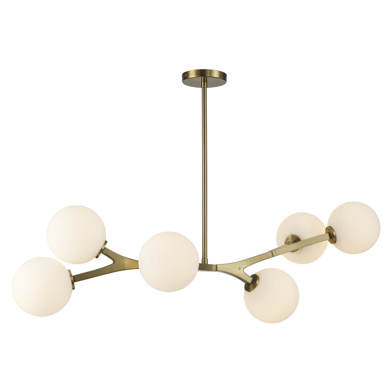 Luminaire suspendu moderne 6 lumières Onstott, Or antique