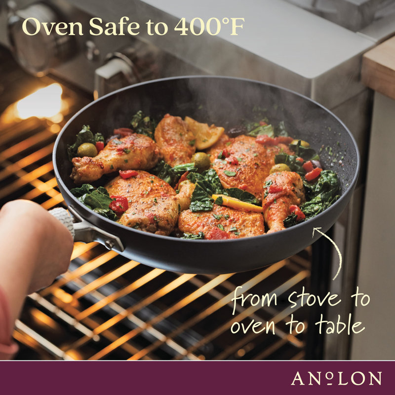Anolon Advanced Bronze Hard-Anodized Nonstick Ultimate Pan with Lid, 12-Inch, Graphite