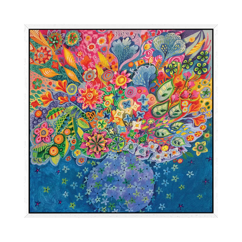 Beautiful Blooms by Imogen Skelley - Painting on Canvas, 45.72cm H x 45.72cm W x 3.81cm D, White Framed