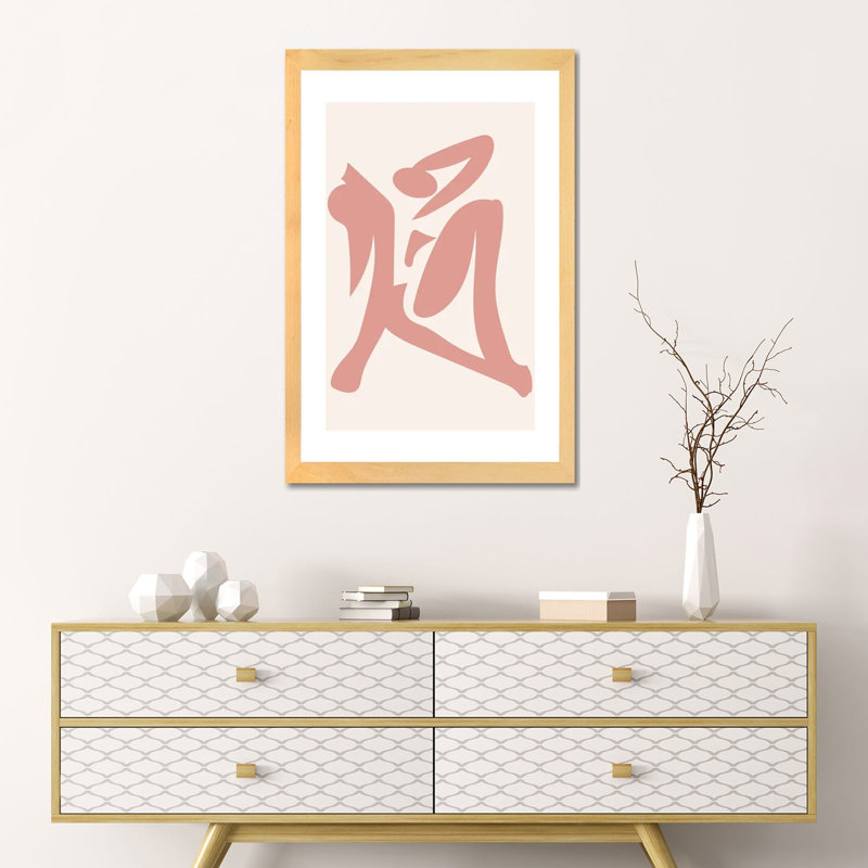 Silhouette rose déconstruit par Mambo art studio-impression, H 24 po x l 16 po x P 1 po, Blanc
