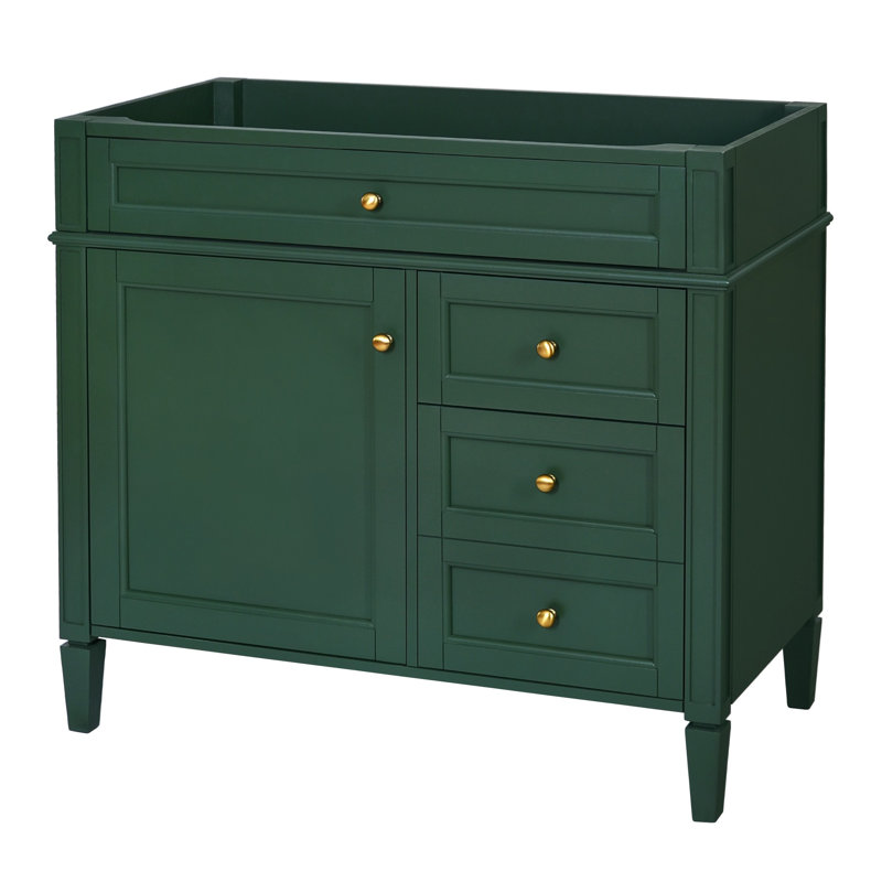 Meuble-lavabo 36 po sans lavabo supérieur, Vert, Doré