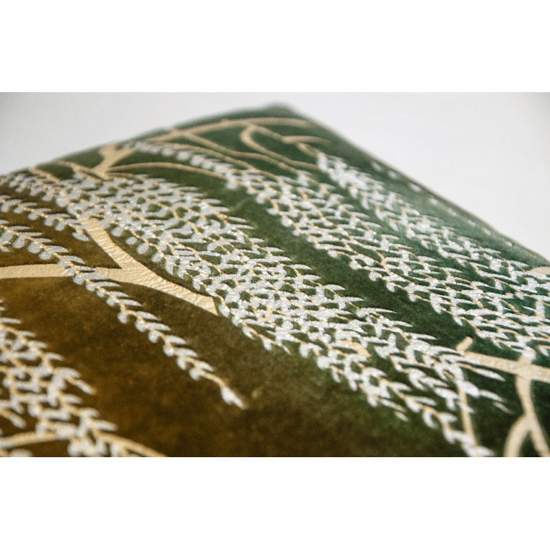 Metallic Square Velvet Pillow Cover & Insert, 18" x 18", Green/Gold/Brown