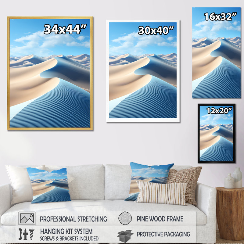 «Dune Simplicity Landscape - Nautical & Beach Wall Art Living Room», Cadre photo argenté, H 32 po x l 24 po x P 1 po