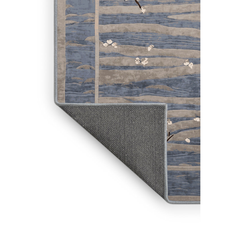 Tapis bleu soyeux et moelleux, Rectangle 2 pi x 3 pi