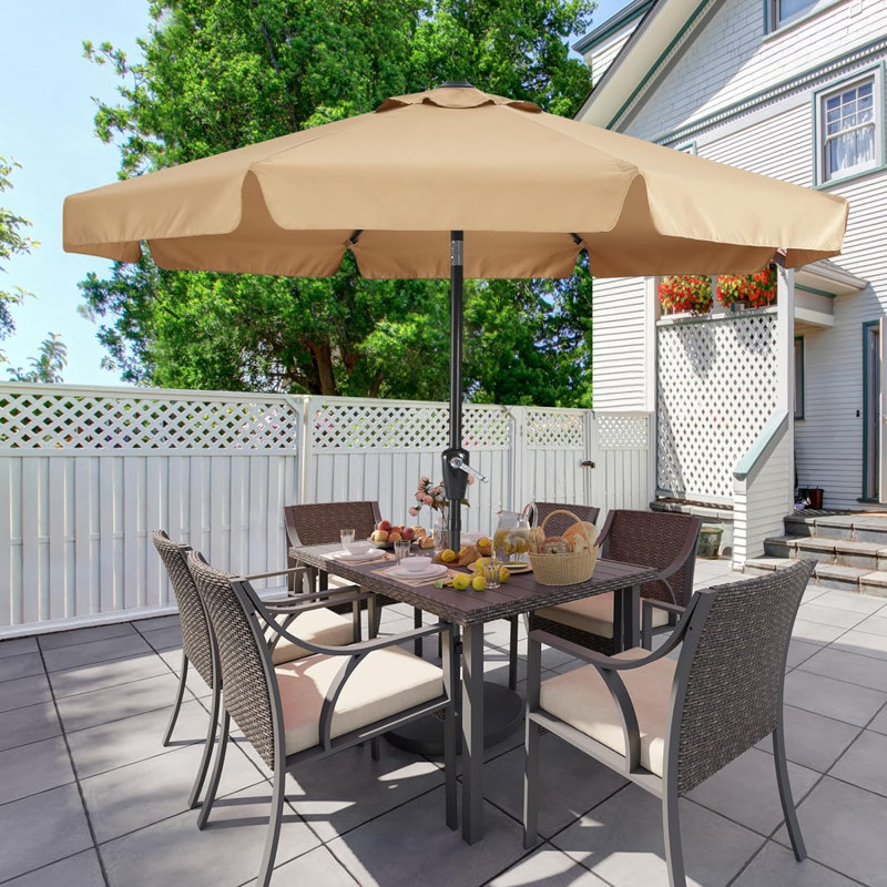 Cania Tilt Market Parasol, Beige, 203cm H x 230cm W x 230cm D