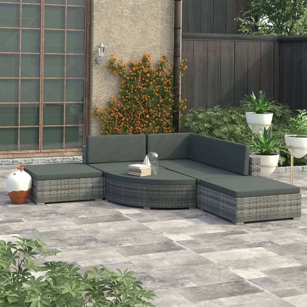 4-Sitzer Lounge-Set Viergeline aus Polyrattan mit Polster