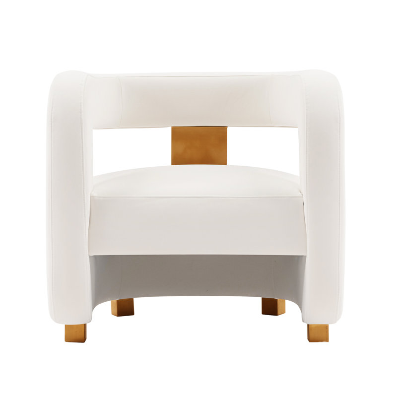 Fauteuil d'appoint Amirah, Velours blanc