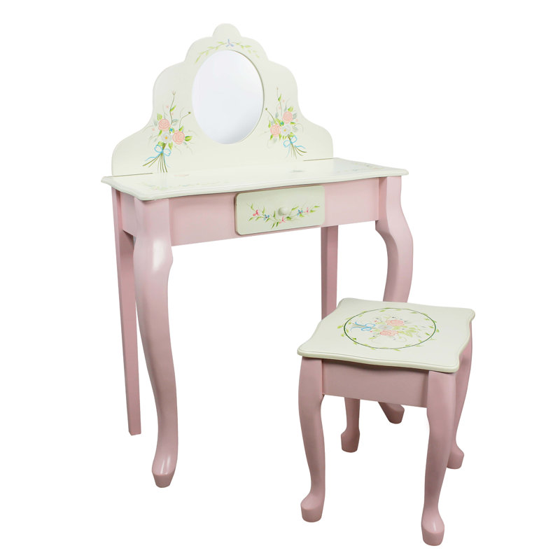 Bouquet Solid Wood Kids Vanity Set with Mirror