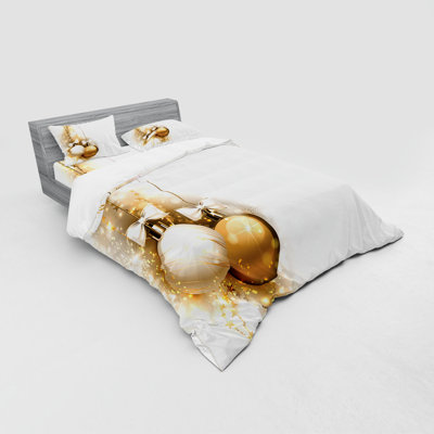Ensemble de housse de couette moderne et contemporaine en microfibre blanc / beige
