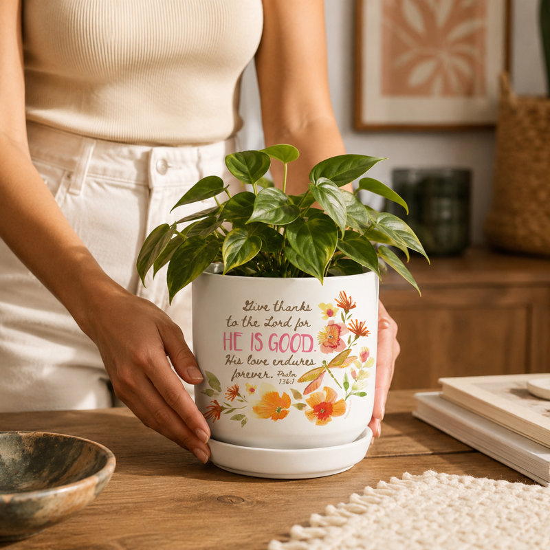 Pot à fleurs «Donner grâce au dieu»