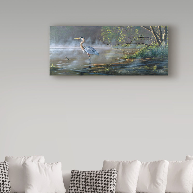 Berrien «Quiet Cove Great Blue Heron», reproduction d'impression sur toile tendue, H 14 po x l 32 po x P 2 po