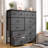 Pekka Dresser for Bedroom with 12 Spacious Storage Drawers, Dressers with Wooden Top and Metal Frame-858447203