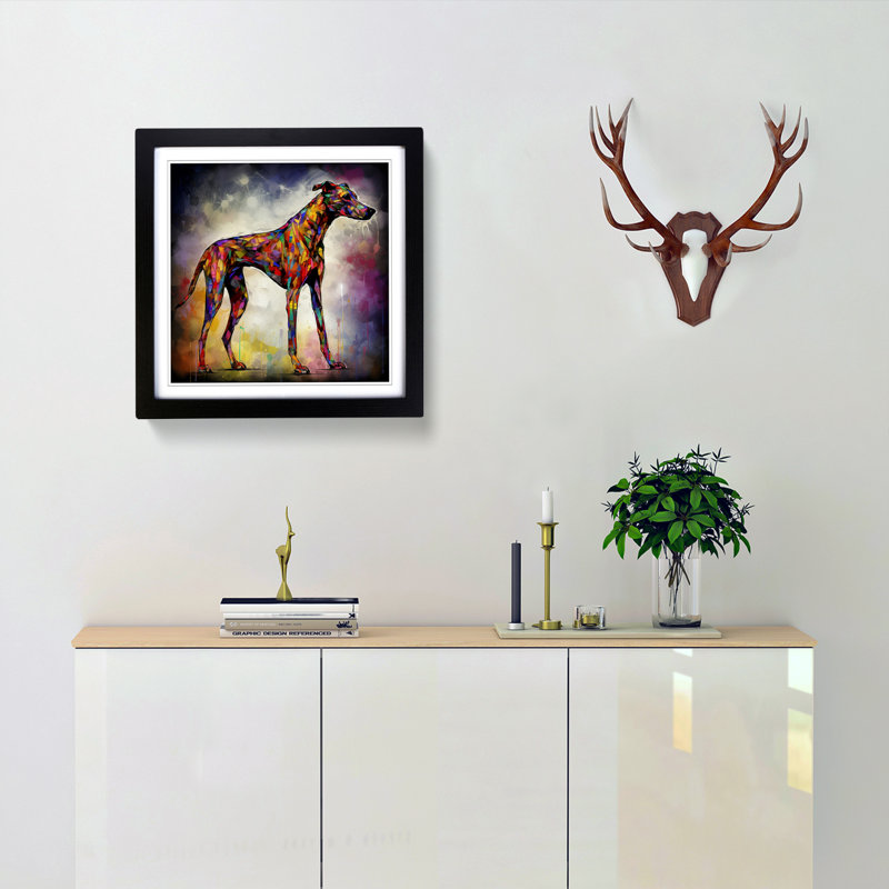 Greyhound Dog Abstract No.2 - Framed Print, Black