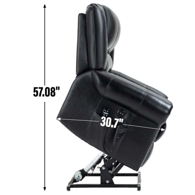 Power Lift Recliner Chair with Heat Massage, Dual Motor, Infinite Position, 350 LBS Capacity, USB Ports, and Faux Leather Upholstery