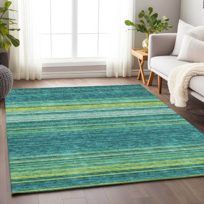 Tapis bleu sarcelle lavable à la machine Premium Prisco