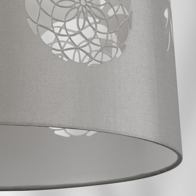 20cm H Polyester Drum Lamp Shade ( Uno ), Grey/Silver