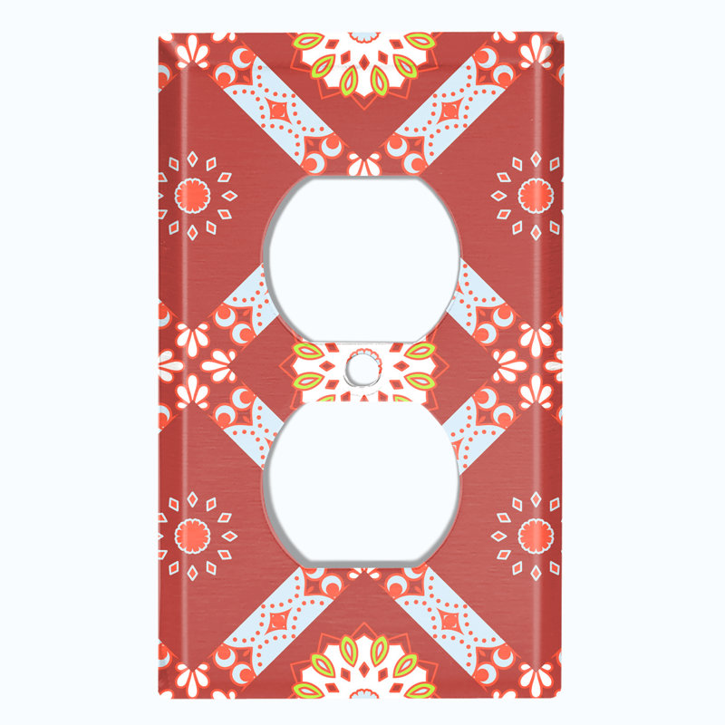 Plaque murale rouge avec mandala fleur rouge
