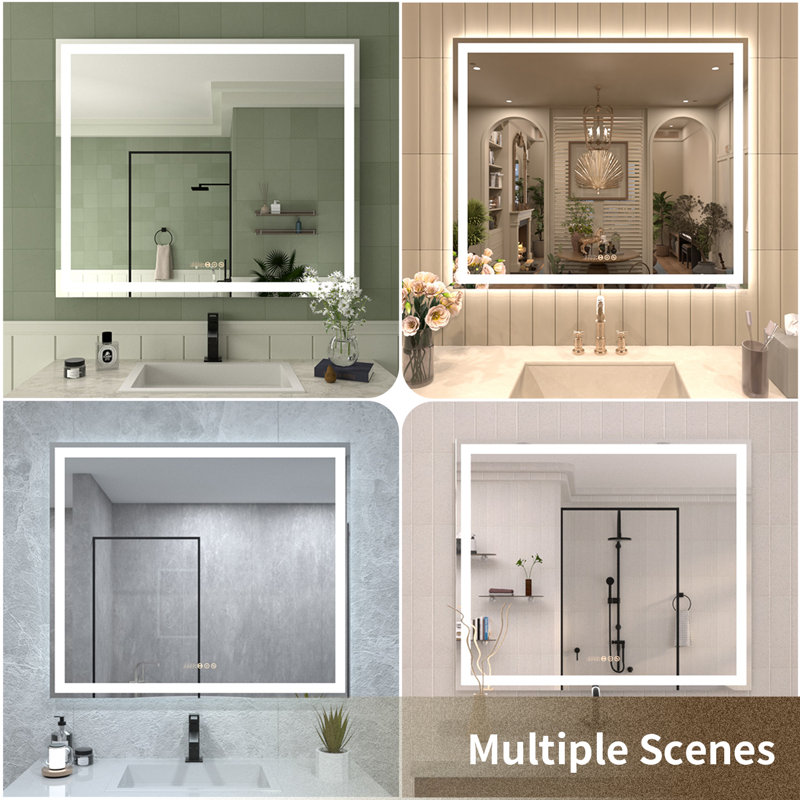 Rectangular Frameless LED Wall Bathroom Vanity Mirror, 36" x 42"