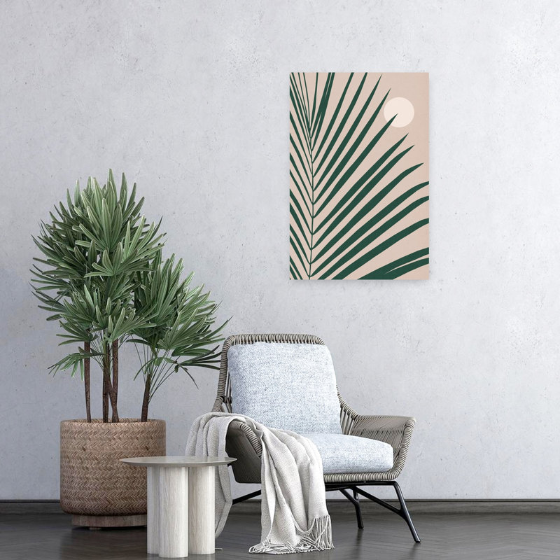 Palm Leaf Sun Abstract Contemporary Wall Art Print 1 Piece Wrapped Canvas Wall Art, 60.96cm H x 40.64cm W