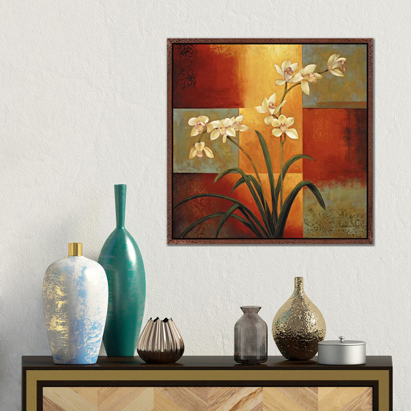 White Orchid by Jill Deveraux - Print on Canvas, 93.98 cm H x 93.98 cm W x 4.445 cm D, White Floater Framed