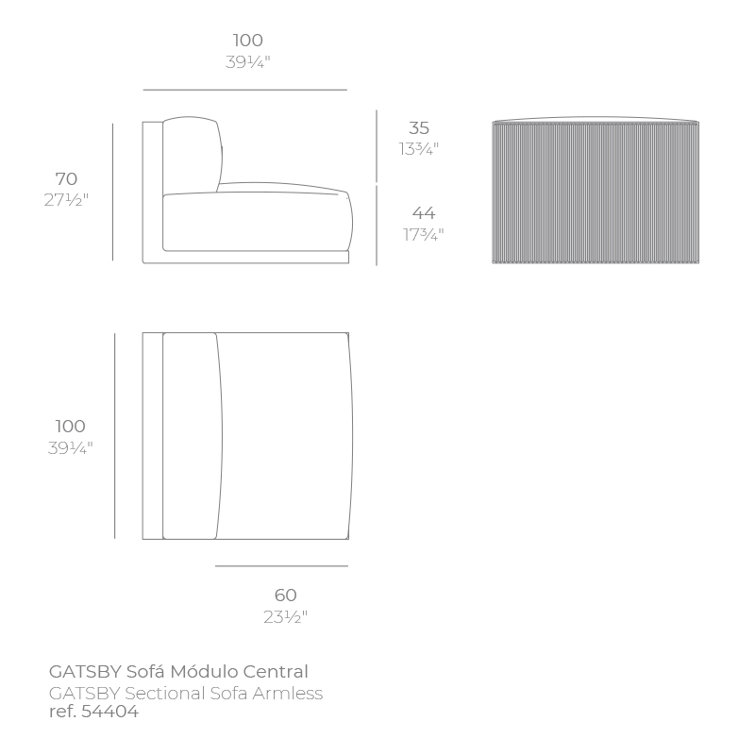 Gatsby Patio Chair Armless Section with Cushion