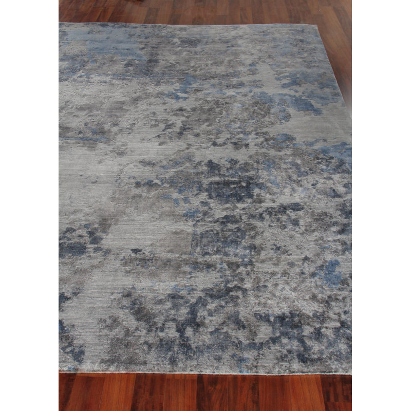 Reflections Abstract Area Rug in Silver, Rectangle 9' x 12'