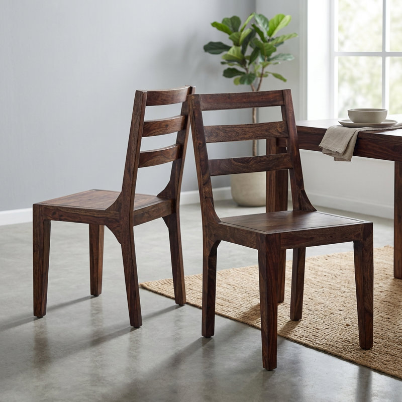 Mariann 18'' H Solid Wood Side Chair, Dark Natural