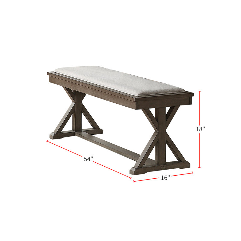 Banc de salle à manger en bois gris avec assise confortable et confort rembourré