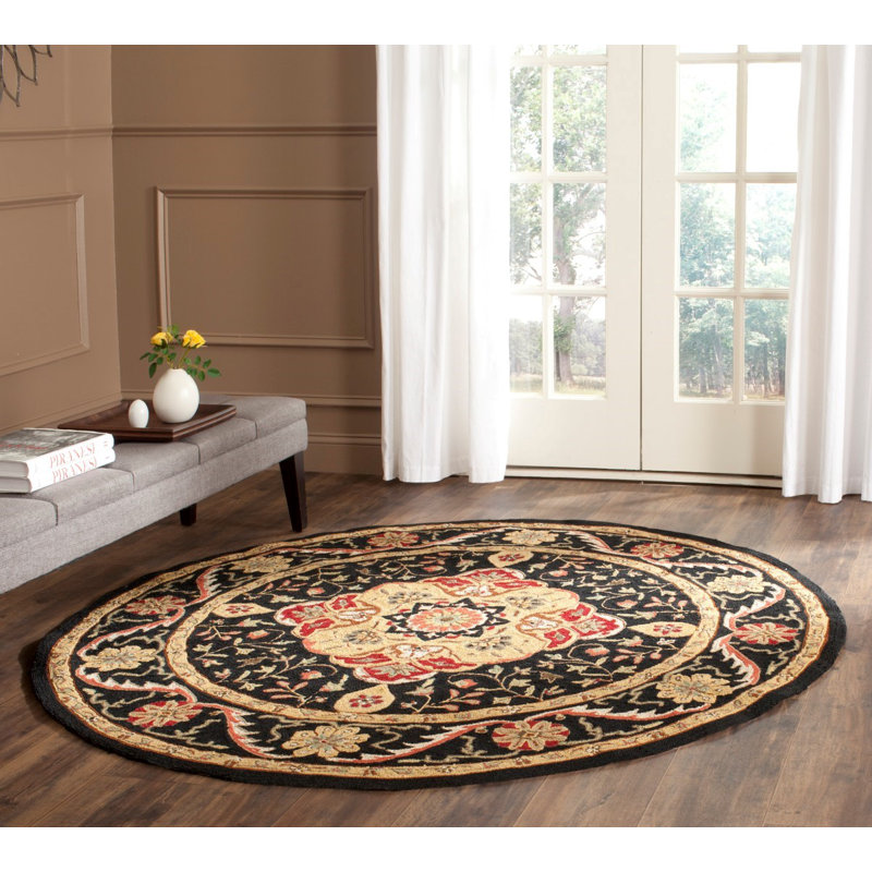 Bryonhall Hand Hooked Performance Oriental Rug, Round 8'