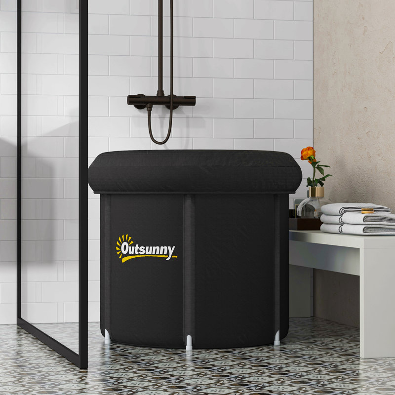 Outsunny Ice Bath Tub, 79 Gallon Outdoor Portable Cold Plunge Tub With Thermo Lid, Cover And Carry Bag For Athletes Recovery And Cold Water Therapy