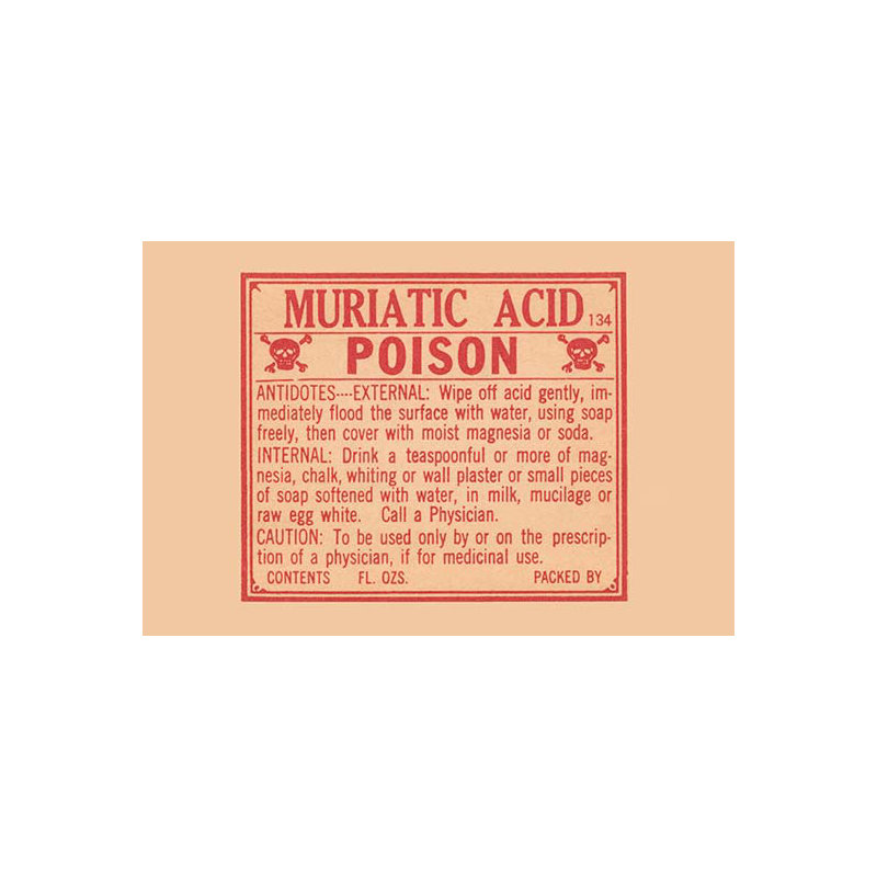 « muriatic acid », art textuel, H 66 po x l 44 po