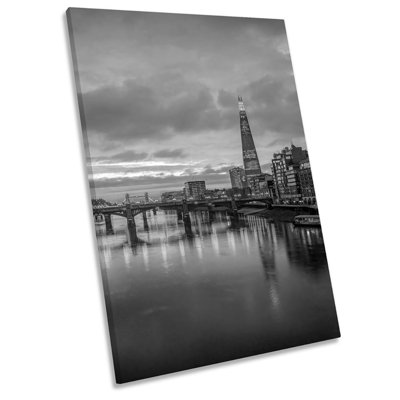 London City Skyline the Shard Sunset 1 Piece Wrapped Canvas Wall Art