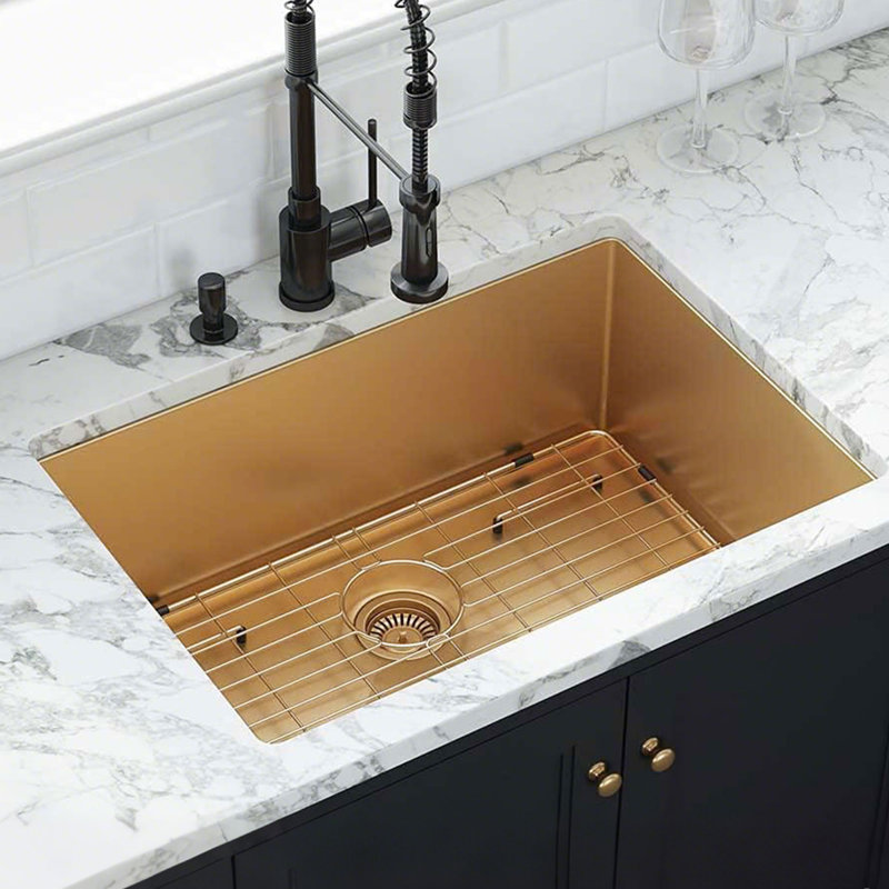 Évier de cuisine encastré à simple cuve encastrable en acier inoxydable 27 po x 18 po HIGOLD 27 po x 18 po x 10 po HIGOLD