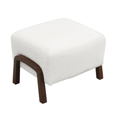 Hendren Contemporary Bouclé Upholstered Ottoman With Solid Wood Legs And Versatile Functionality by Ebern Designs