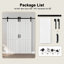 Porte de grange coulissante double H 84 po en bois manufacturé massif apprêté avec surface blanche et portes de garde-robe à peindre avec quincaillerie (fermeture en douceur incluse)-121685421-123099049-121450071
