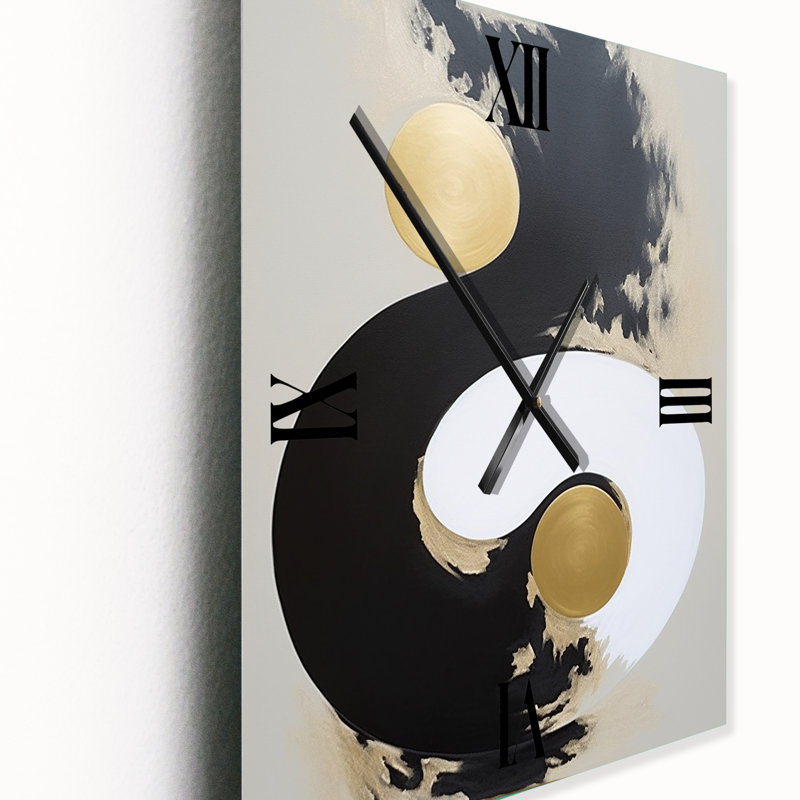 New Gold Balance X - Horloge murale peinture abstraite, H 28 po x l 12 po x P 1 po