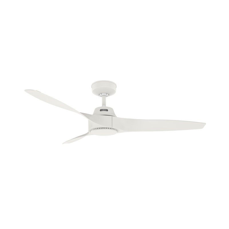 Ventilateur de plafond moderne à 3 pales de 52 po d'intérieur / extérieur et commande murale Mosley, Blanc mat