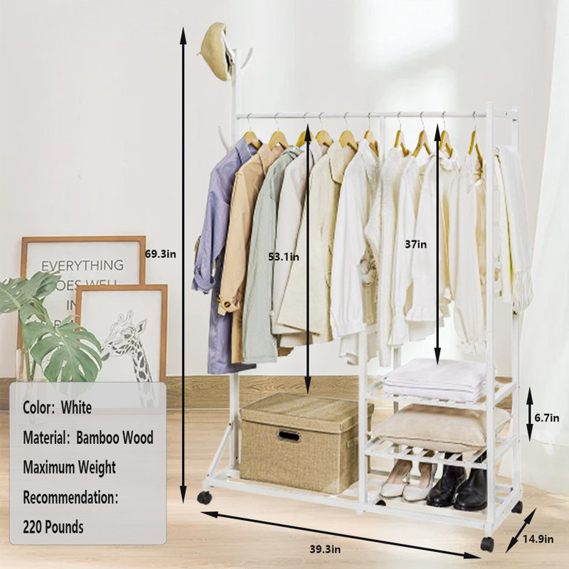 Multi-Functional Clothes Rack With Storage Shelf, White