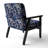 Cobalt Blue Scrollwork Swirls Victorian Pattern II - Upholstered Floral Accent Chair-1244380948