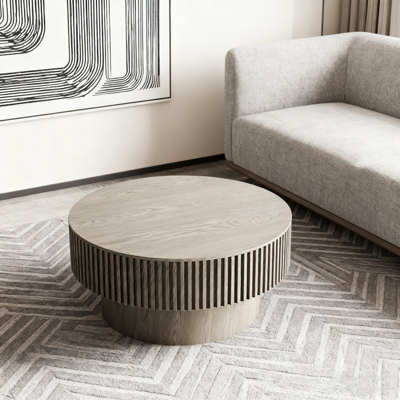Table basse avec rangement Timeshia, H 14 po x l 31,5 po x P 31,5 po, Gris