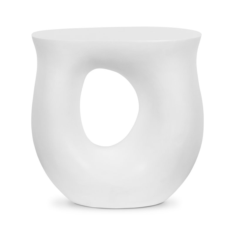 Minori Reinforced Cement Side Table, White