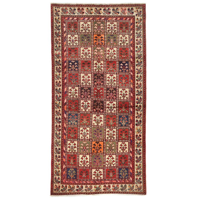 Tapis unique rouge à motif oriental 5 x 9 po Tribal