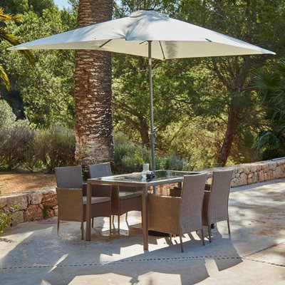 Ahmid Rectangular 6 - Piece 4 - Person 150Cm L Outdoor Table Set & Parasol