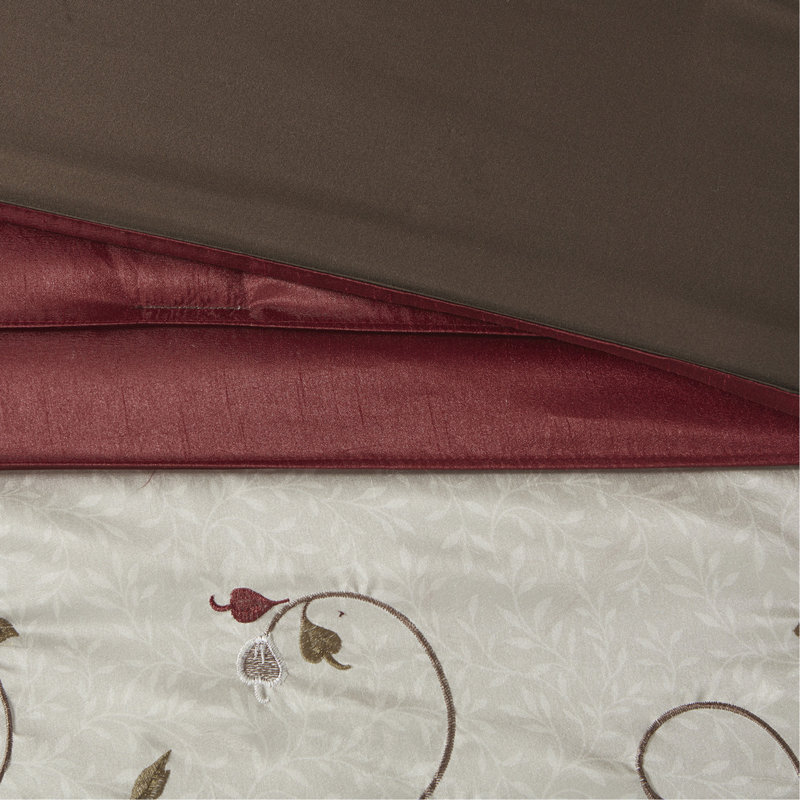 Ensemble d'édredon brodé 7 pièces Red King, Édredon de très grande taille et 6 pièces suppl, Red