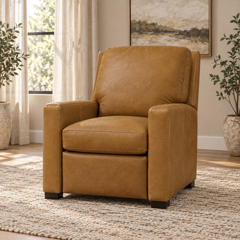 Montecito Stately 100% Top Grain Leather Recliner, Made to Order, Mars Tan
